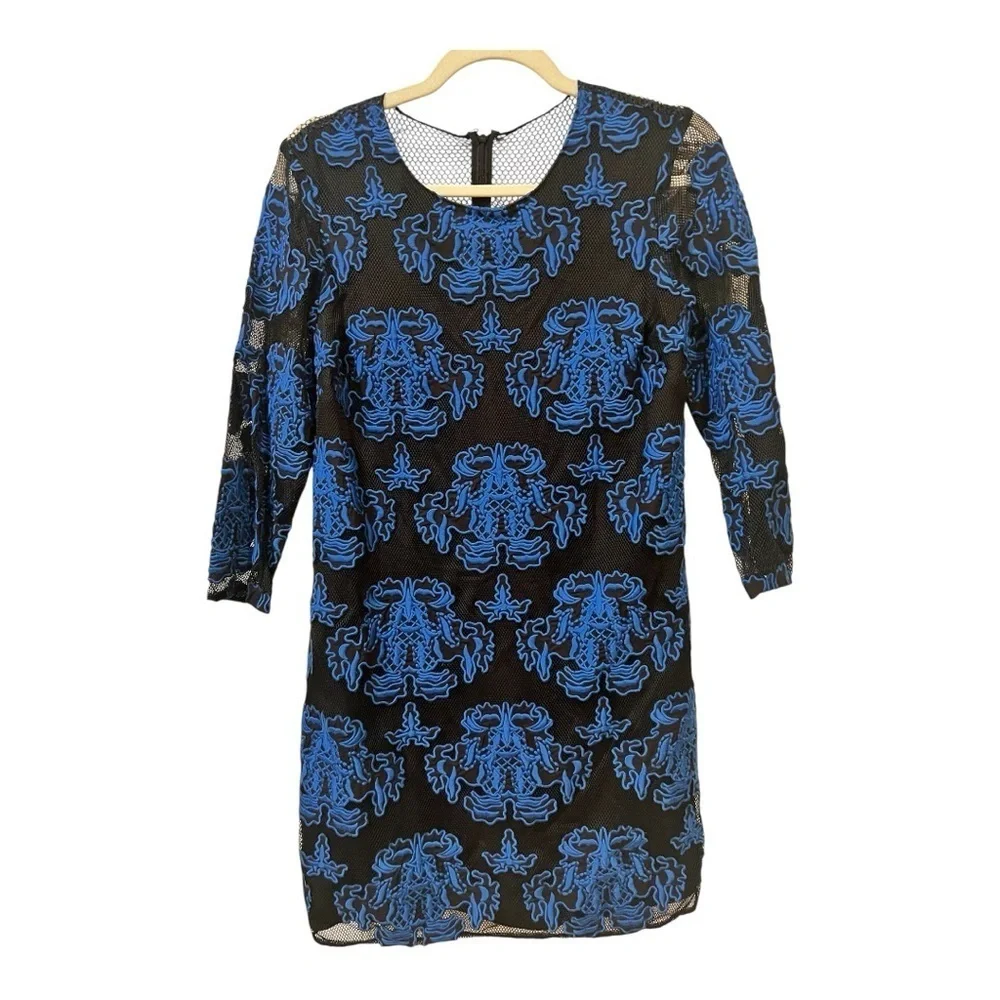 Sachin & Babi Women's Blue Sentieri Embroidered Mini Dress Size 6 NWT Zipper